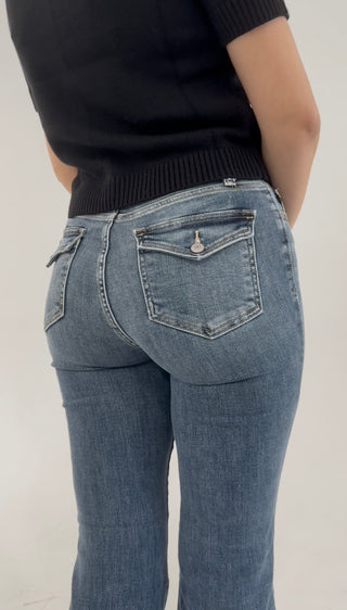 Sweet Haven Button Pocket Flare Jeans By Judy Blue