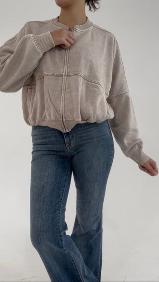 Off Duty Zip-Up Jacket - Beige