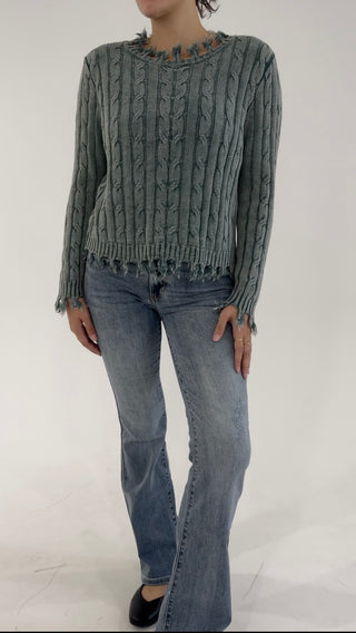 Morning Mist Frayed Sweater