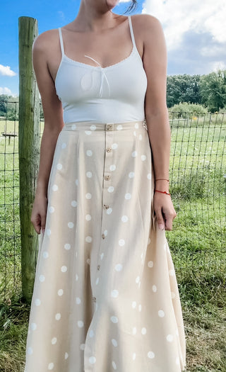 Golden Hour Polka Dot Midi Skirt