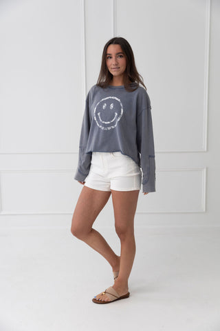 Happy Vibes Graphic Crop Sweatshirt