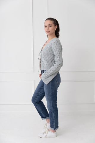 Berry Sweet Two-Tone Tie Front Cardigan