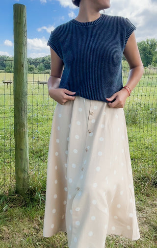 Golden Hour Polka Dot Midi Skirt