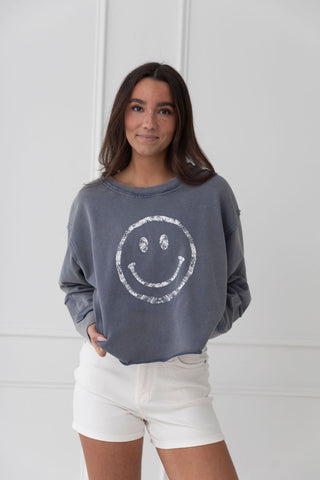 Happy Vibes Graphic Crop Sweatshirt