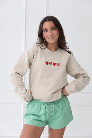 Strawberry Fields Embroidered Sweatshirt
