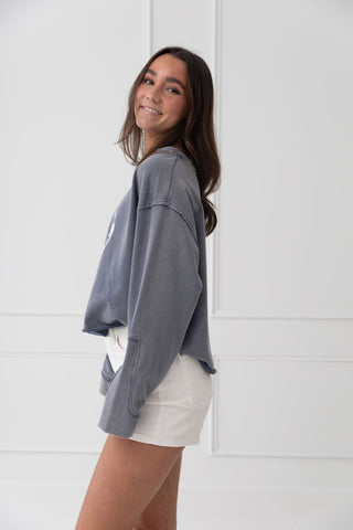 Happy Vibes Graphic Crop Sweatshirt