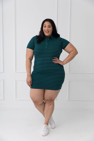 19th Hole Short Sleeve Striped Knit Dress