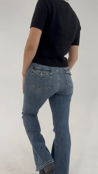 Sweet Haven Button Pocket Flare Jeans By Judy Blue