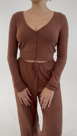 The Daydream Cropped Cardigan - Brown