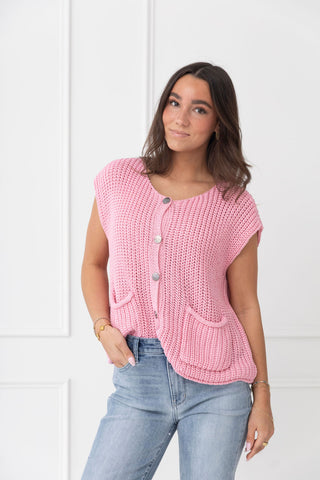 Berry Blossom Button Sweater Vest