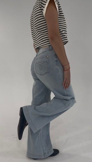 Skyline High Waist Retro Wide Leg Jean By Judy Blue