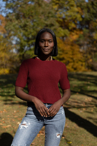 Cranberry Knit Keyhole Back Sweater