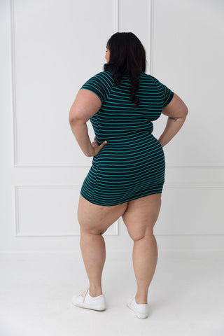 19th Hole Short Sleeve Striped Knit Dress