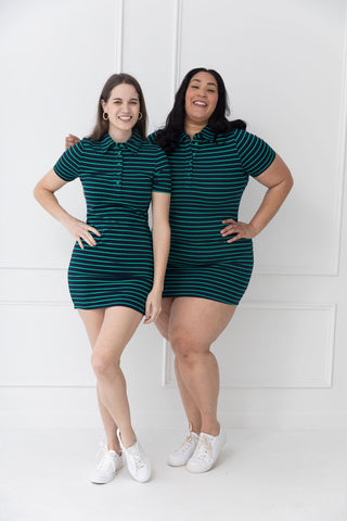 19th Hole Short Sleeve Striped Knit Dress