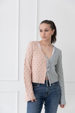 Berry Sweet Two-Tone Tie Front Cardigan