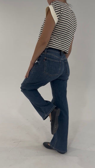 Indigo Edge Mid Rise 90s Straight Front Patch Jean By Judy Blue