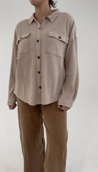 Midnight Waffle Knit Shacket - Beige