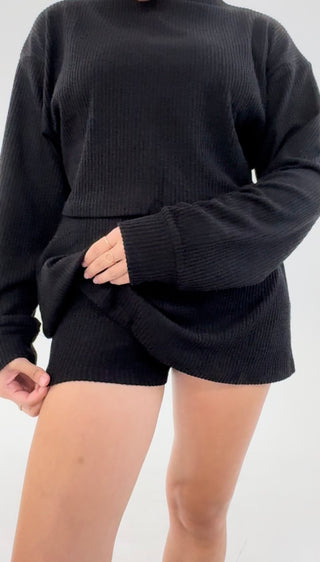 Soft Intentions Ribbed Skort - Black