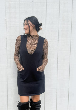 Cozy Orchard Knit Dress - Black