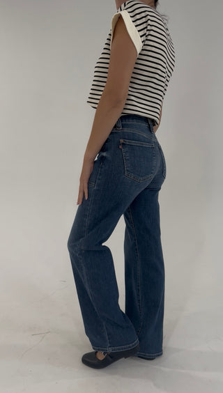 Indigo Edge Mid Rise 90s Straight Front Patch Jean By Judy Blue