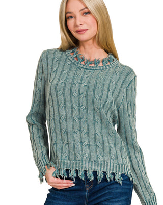 Misty Morning Distressed Sweater