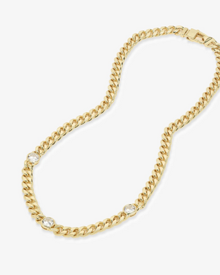 Julian Triple Diamond Cuban Chain Necklace 18" close up Melinda Maria