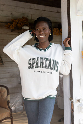 Not Your Granddad's Michigan State Spartans Vintage vibe sweatshirt Long sleeve striped cuffs