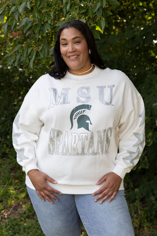 MSU_Spartans_Michigan_state_sweatshirt_Oh_my_stars oversize fit long sleeve embellished stars