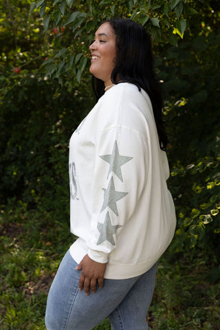 MSU_Spartans_Michigan_state_sweatshirt_Oh_my_stars oversize fit long sleeve embellished stars side view