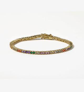Tennis_bracelet__rainbow_colored_stimulated_diamonds_18k_plated_over_brass