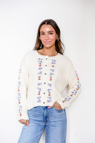 Vintage Daisys 100% Wool Embroidered Cardigan
