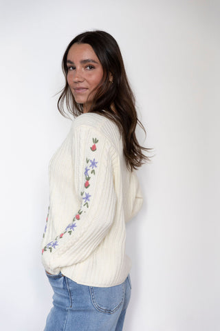 Vintage Daisys 100% Wool Embroidered Cardigan