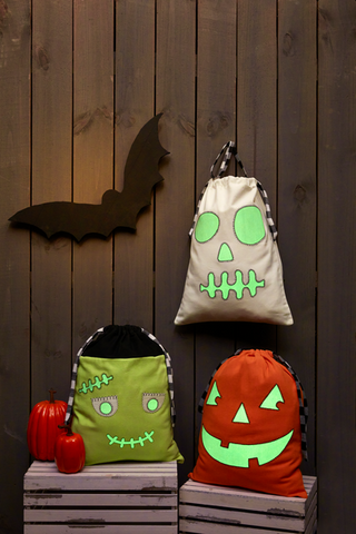 mudpie glow in the dark trick or treat canvas bag
