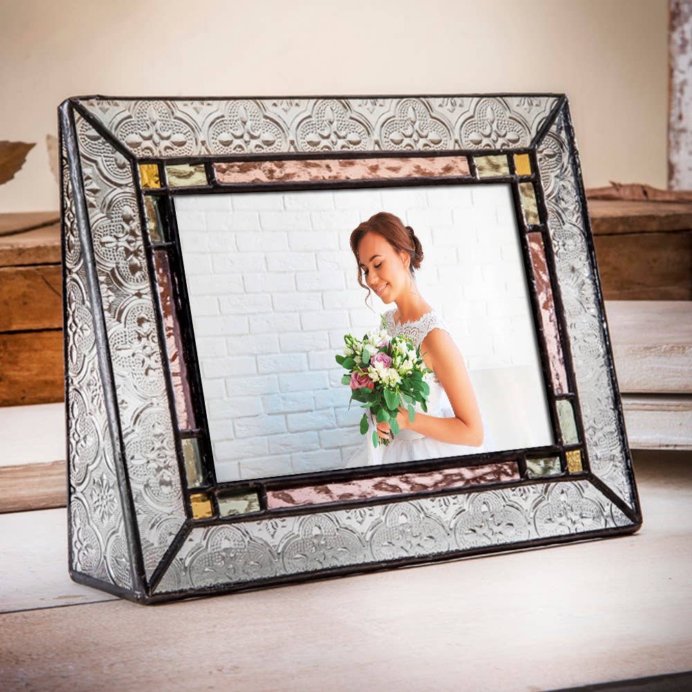 Stained Glass Wedding Picture Frame: 4x6 Horizontal