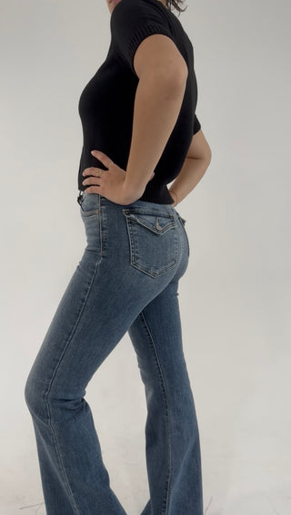 Sweet Haven Button Pocket Flare Jeans By Judy Blue