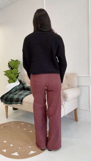 Cranberry Bliss Retro Wide Jeans By Judy Blue