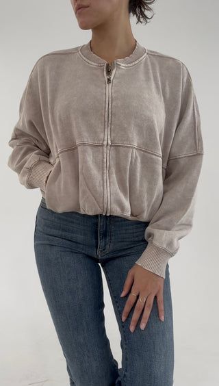Off Duty Zip-Up Jacket - Beige