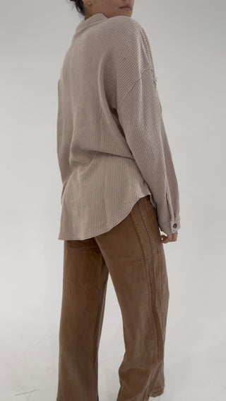 Midnight Waffle Knit Shacket - Beige