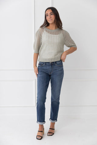 Greener Pastures Short Sleeve Knit Sweater