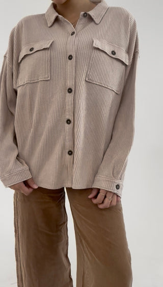 Midnight Waffle Knit Shacket - Beige