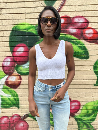 I Cant Say No Lace V Neck Crop - Made is U.S.A.