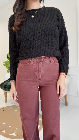 Cranberry Bliss Retro Wide Jeans By Judy Blue