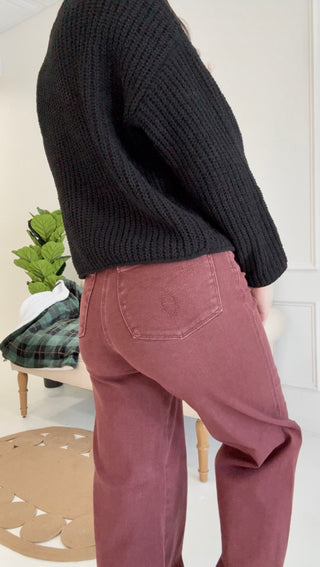 Cranberry Bliss Retro Wide Jeans By Judy Blue