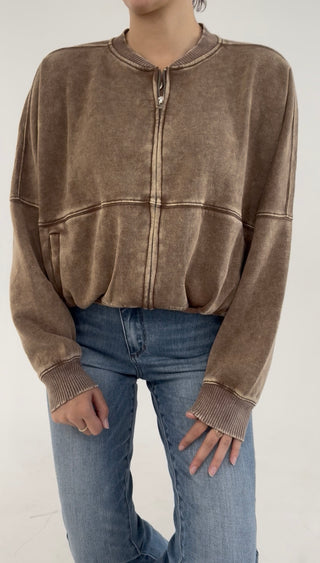 Off Duty Zip-Up Jacket - Brown