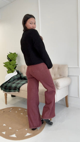 Cranberry Bliss Retro Wide Jeans By Judy Blue