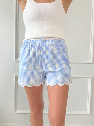 Blueberry Picnic Gingham Eyelet Boxer Shorts