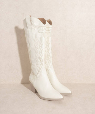 The Samara White - Embroidered Tall Boot