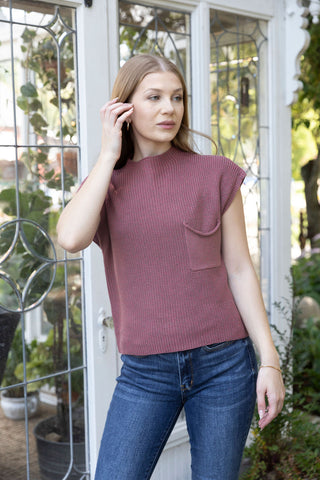 Mauve Dandy Pocket Knit Sweater