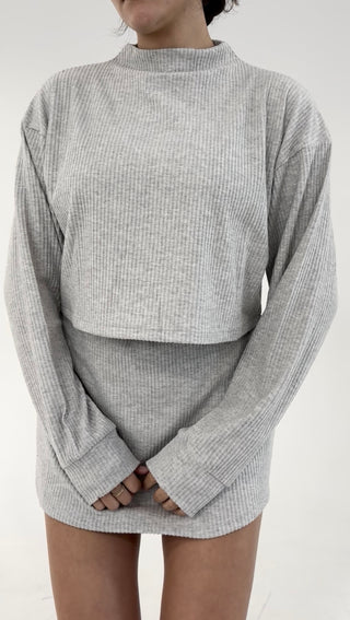 Soft Intentions Cropped Sweater - Gray