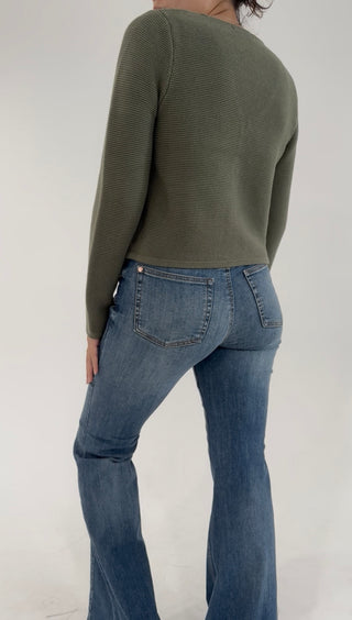 Olive Whisper Tie Cardigan